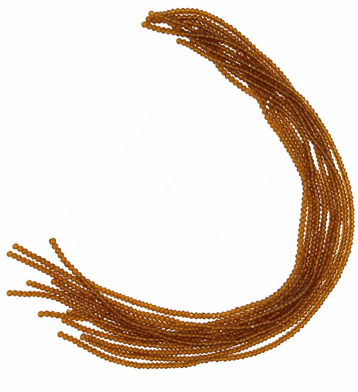 Faceted Glass Beads - Smoky Amber Brown, 2.7 x 2 mm