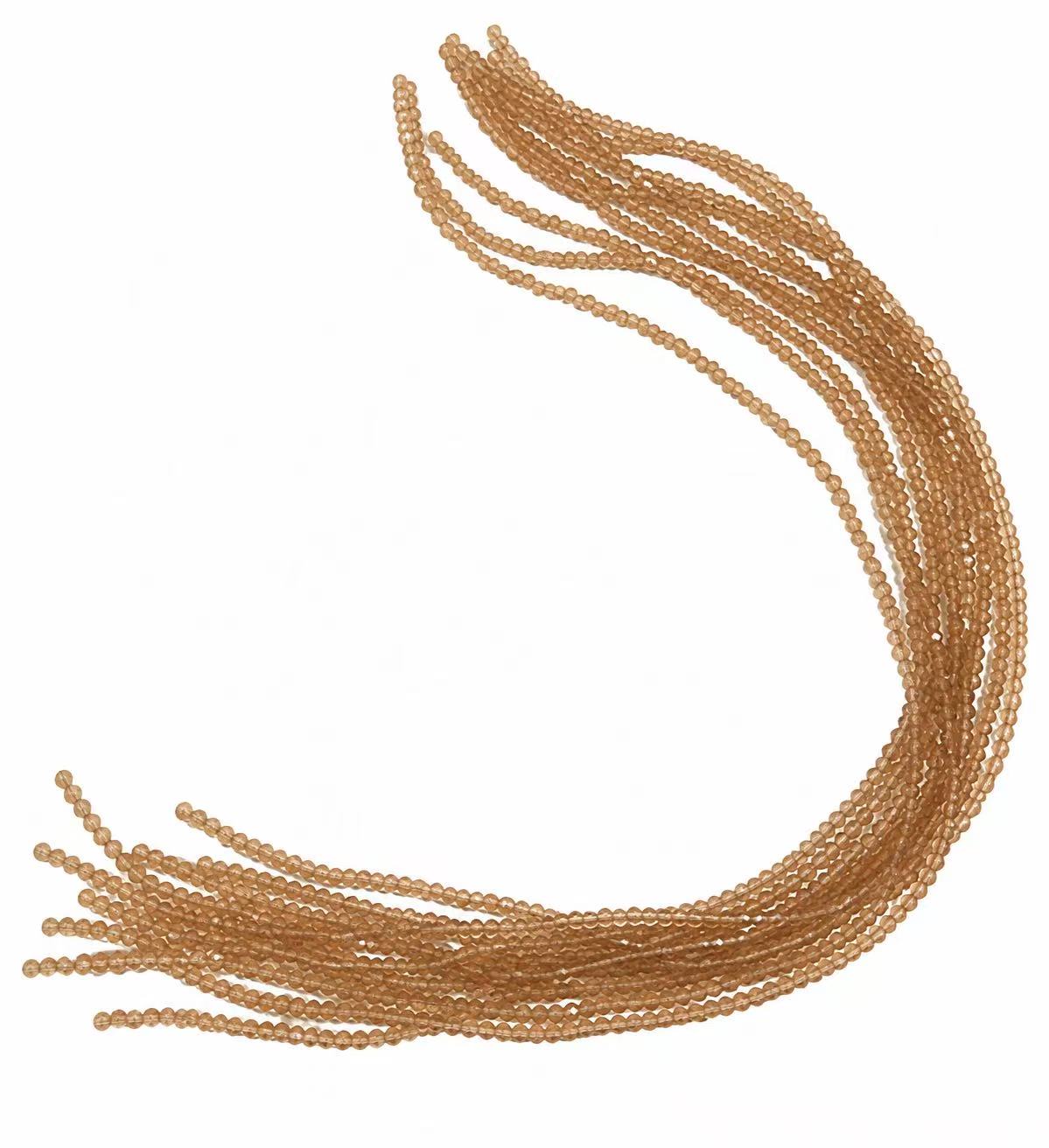 Faceted Glass Beads - Light Champagne Beige, 2.7 x 2 mm