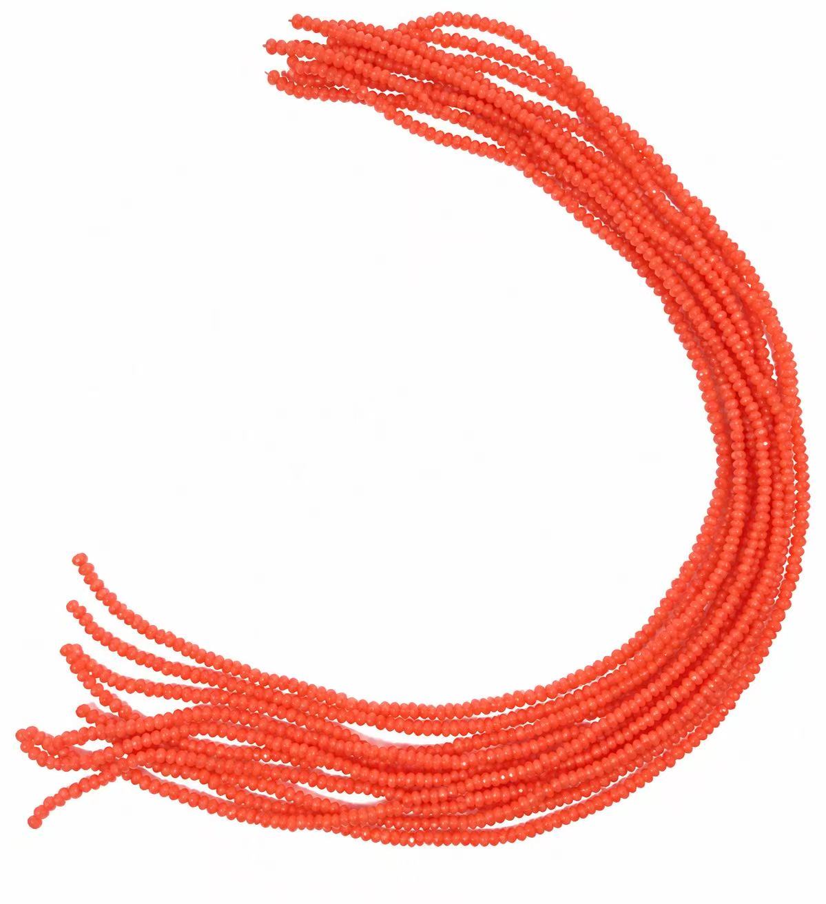 Faceted Glass Beads - Coral Orange, 2.7 x 2 mm