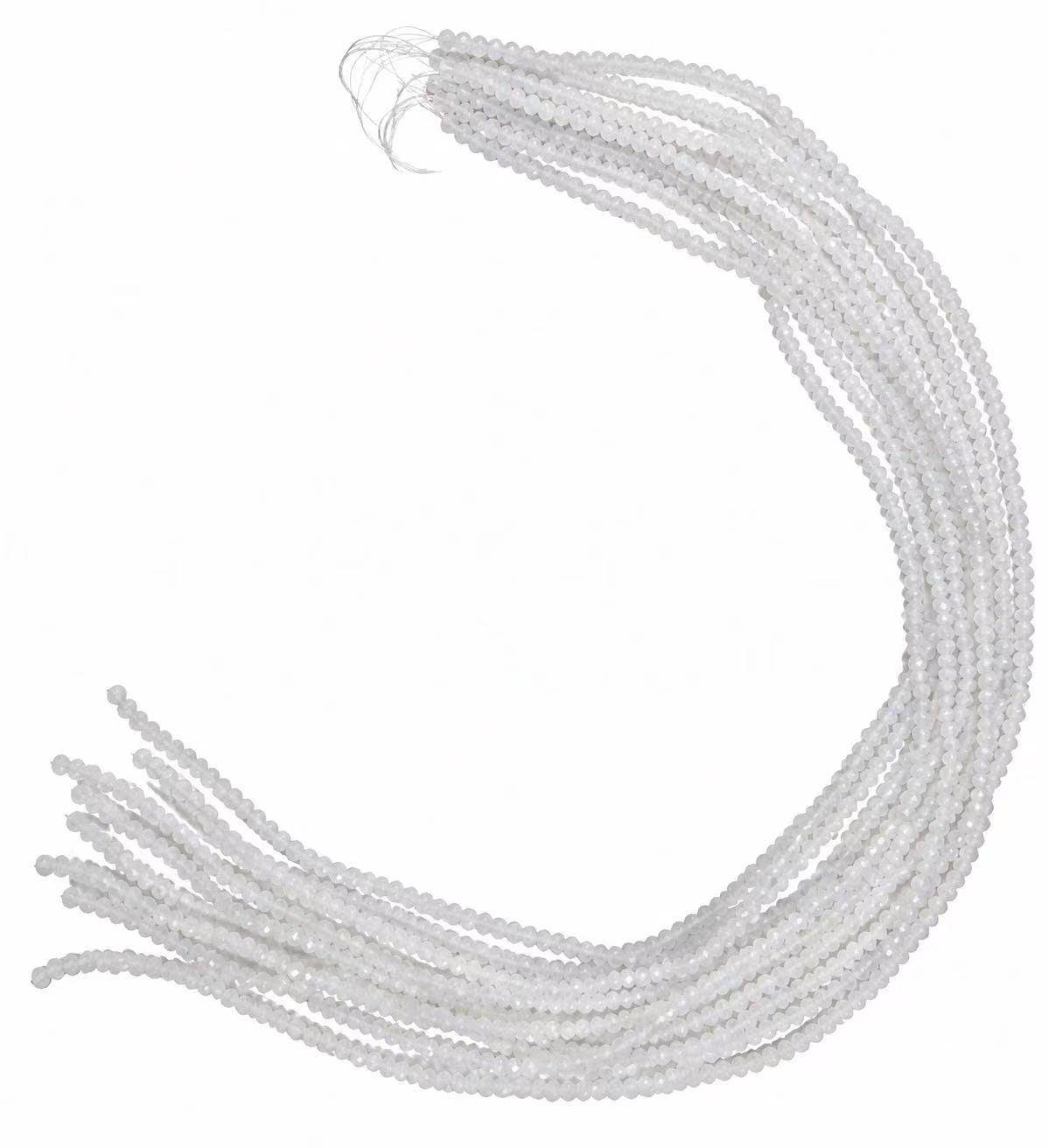 Faceted Glass Beads - Crystal White, 2.7 x 2 mm