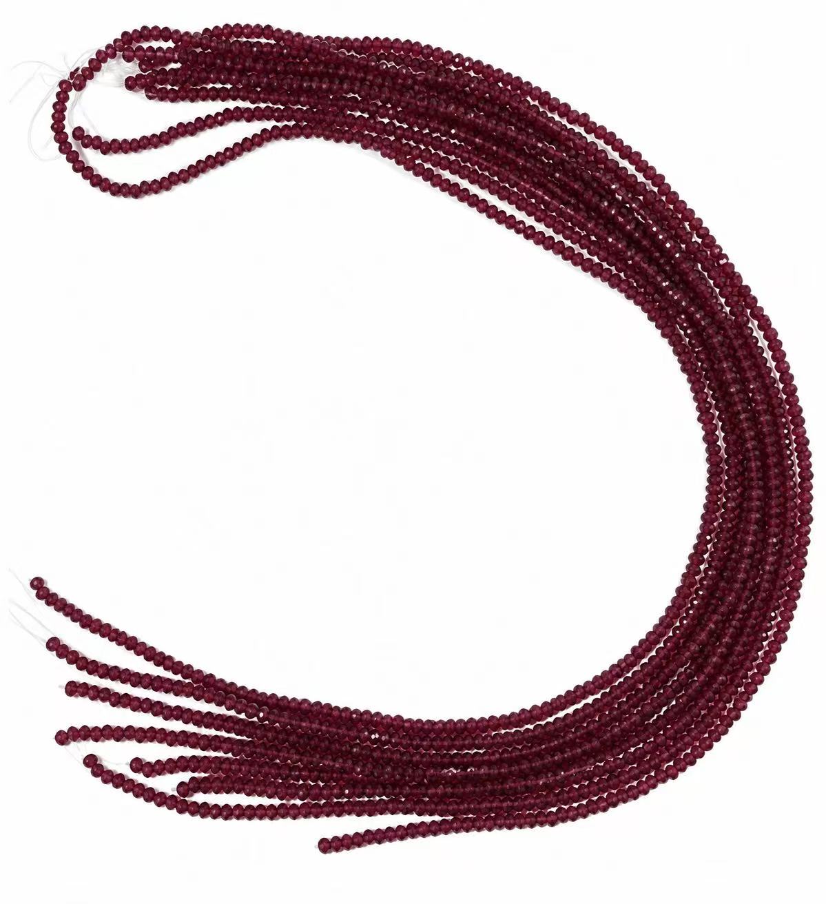 Faceted Glass Beads - Burgundy Wine, 2.7 x 2 mm