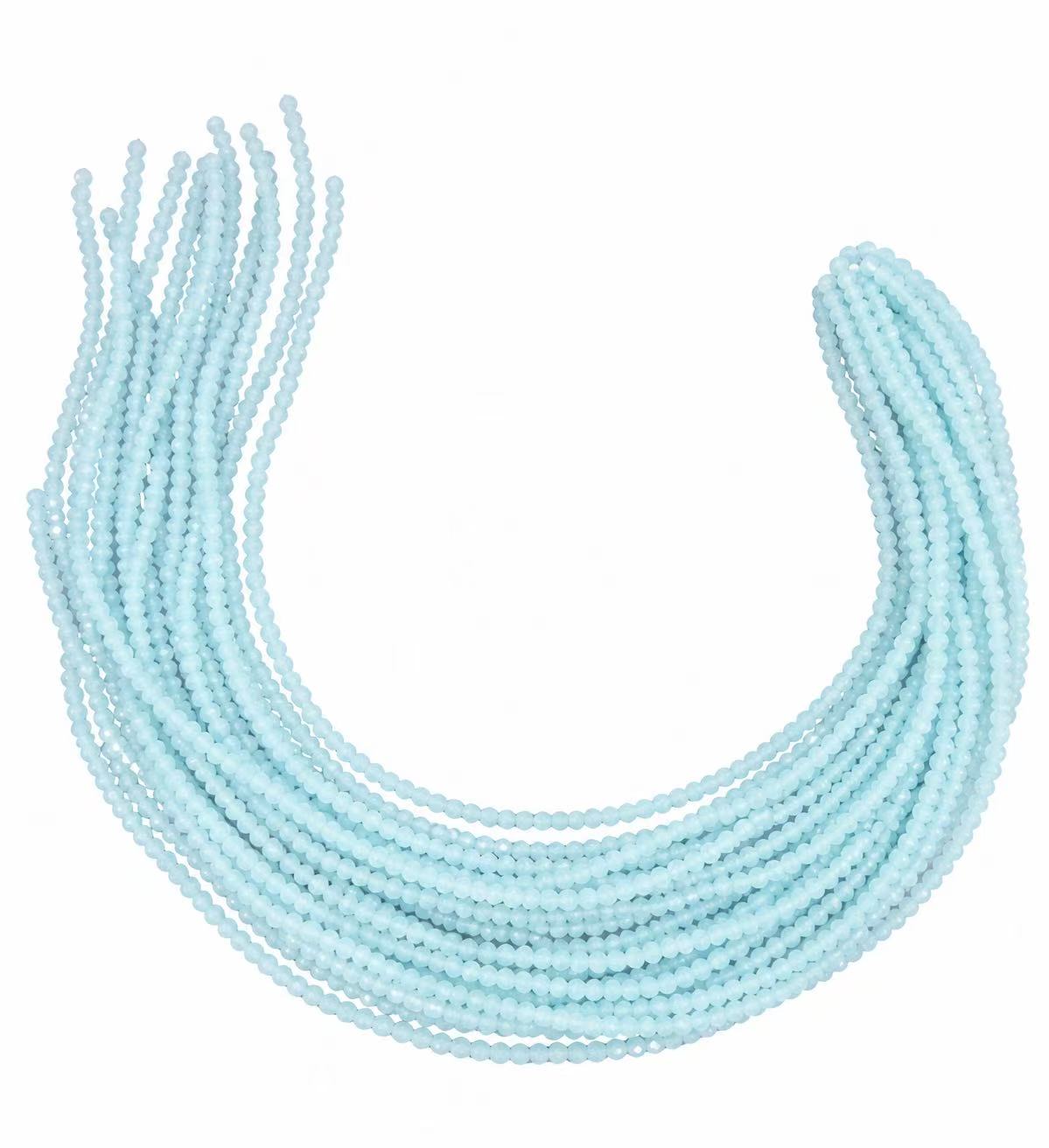 Faceted Glass Beads - Frosted Sky Blue, 3.2 x 2.7 mm