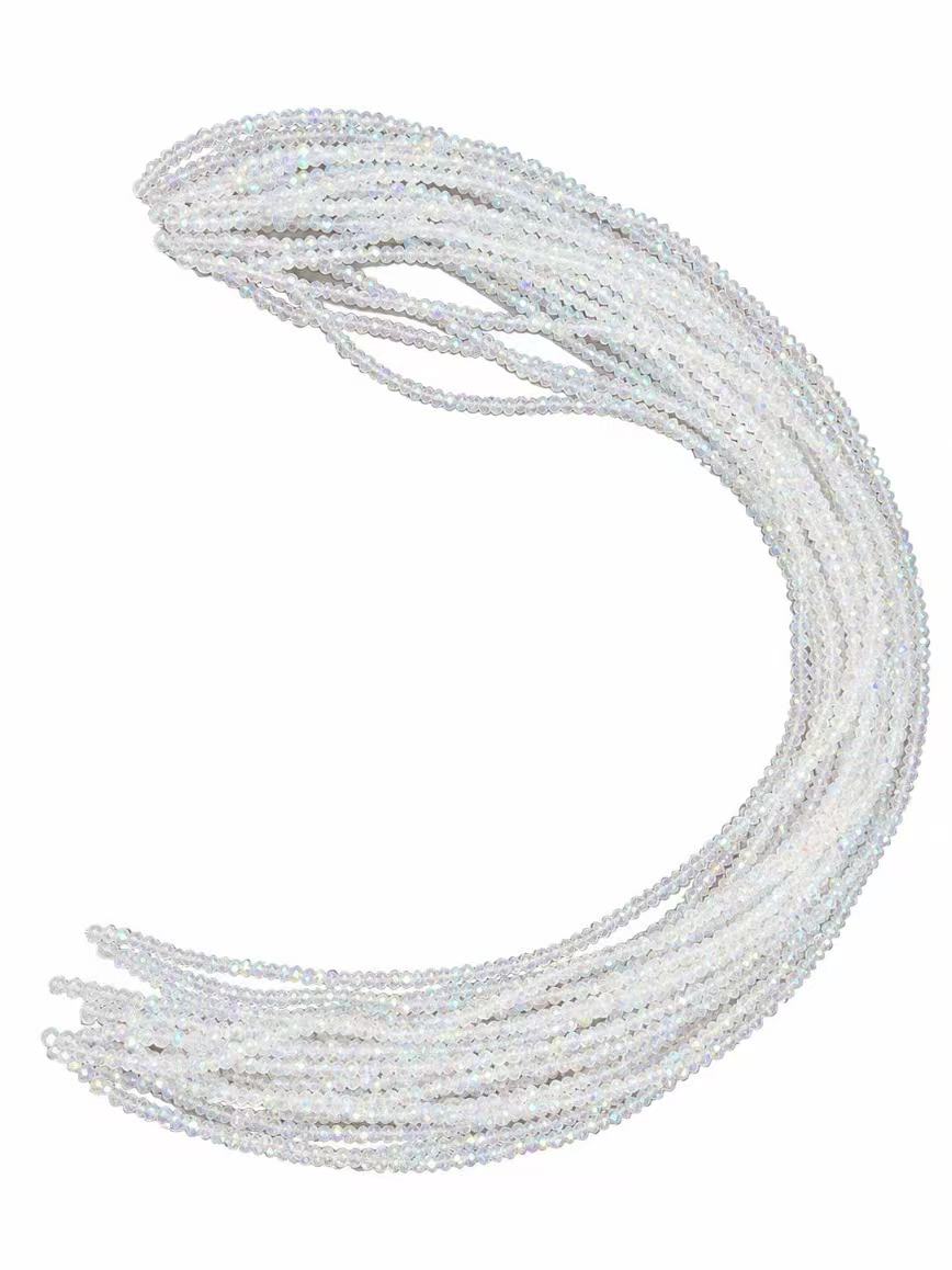 Faceted Glass Beads - Iridescent Crystal, 3.2 x 2.7 mm