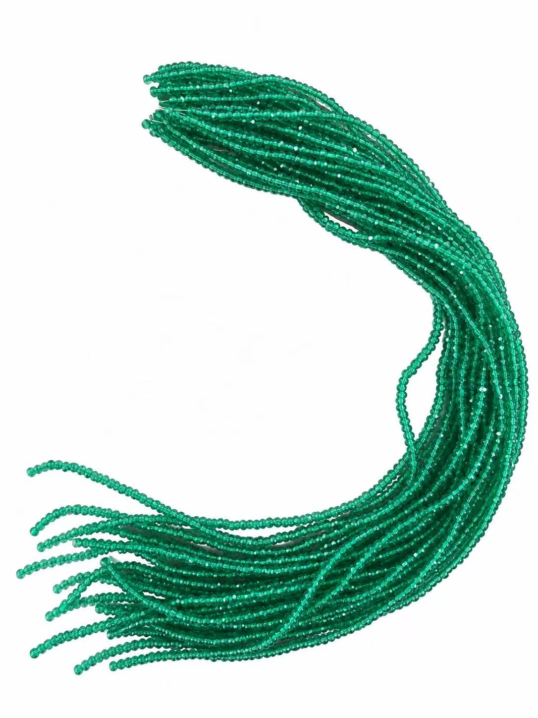 Faceted Glass Beads - Vivid Emerald Green, 3.2 x 2.7 mm