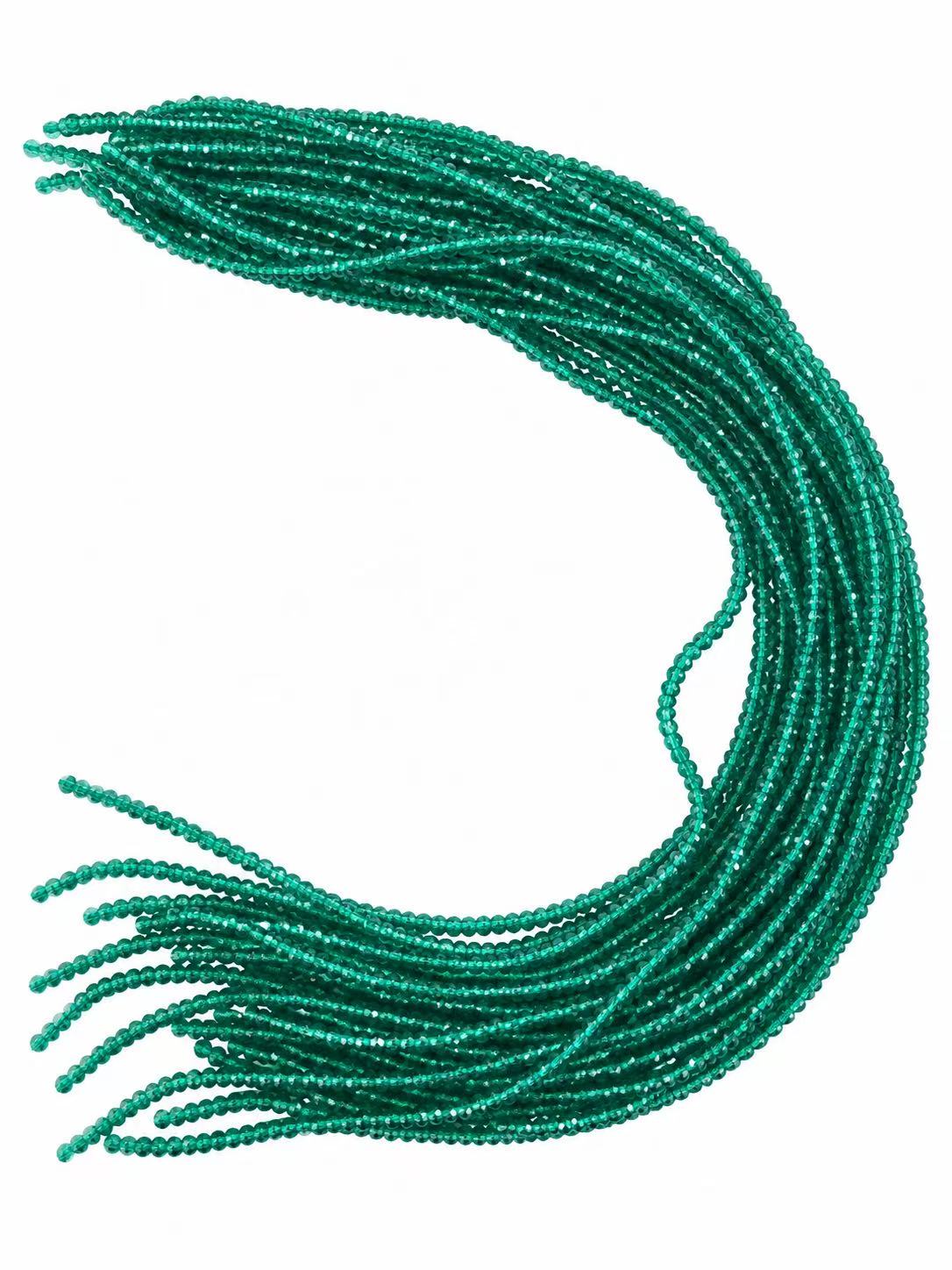 Faceted Glass Beads - Deep Emerald Teal, 3.2 x 2.7 mm