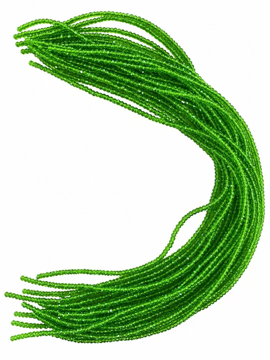 Faceted Glass Beads - Vibrant Lime Green, 3.2 x 2.7 mm