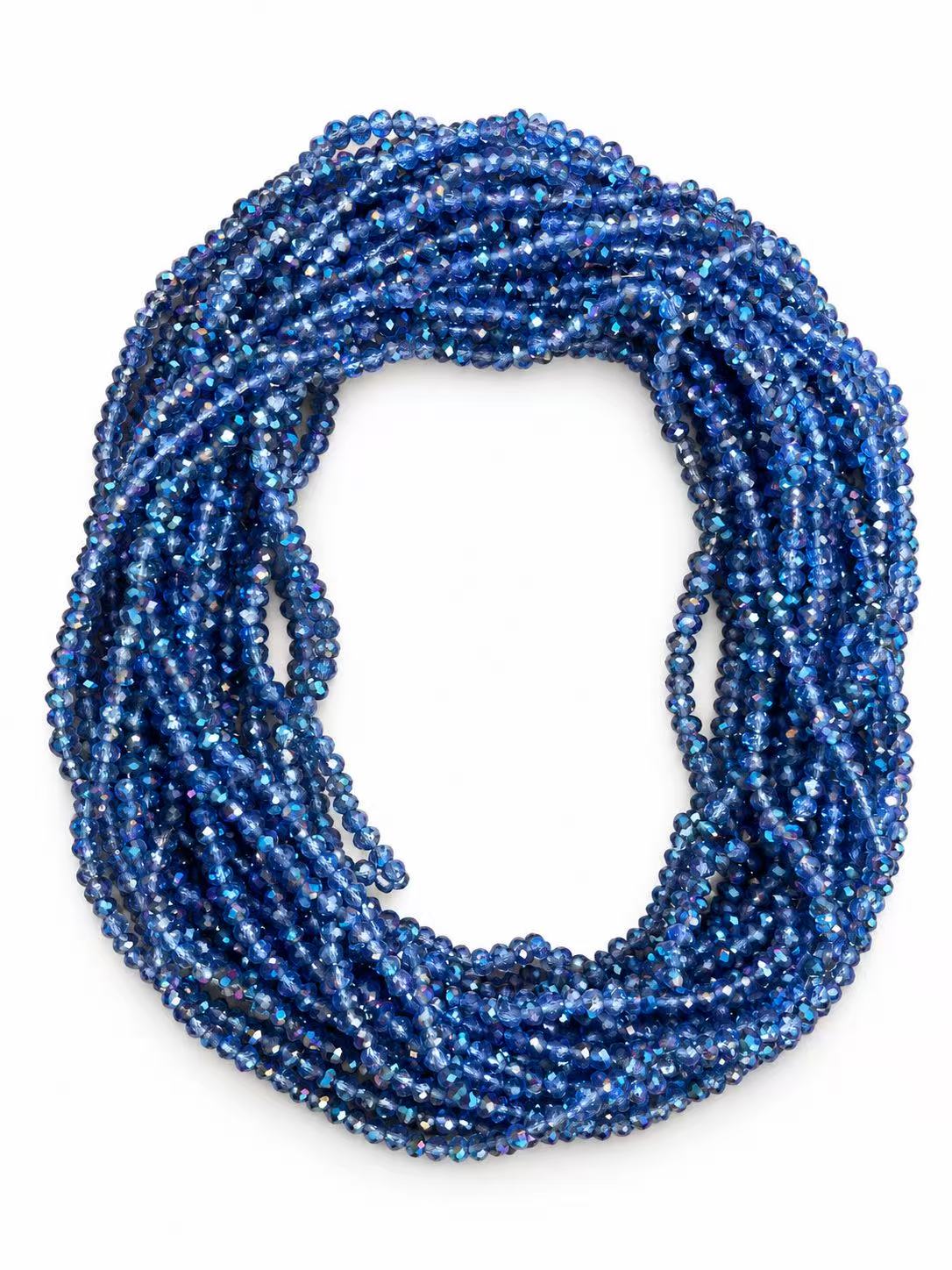 Faceted Glass Beads - Iridescent Sapphire Blue, 4.3 x 3.7 mm