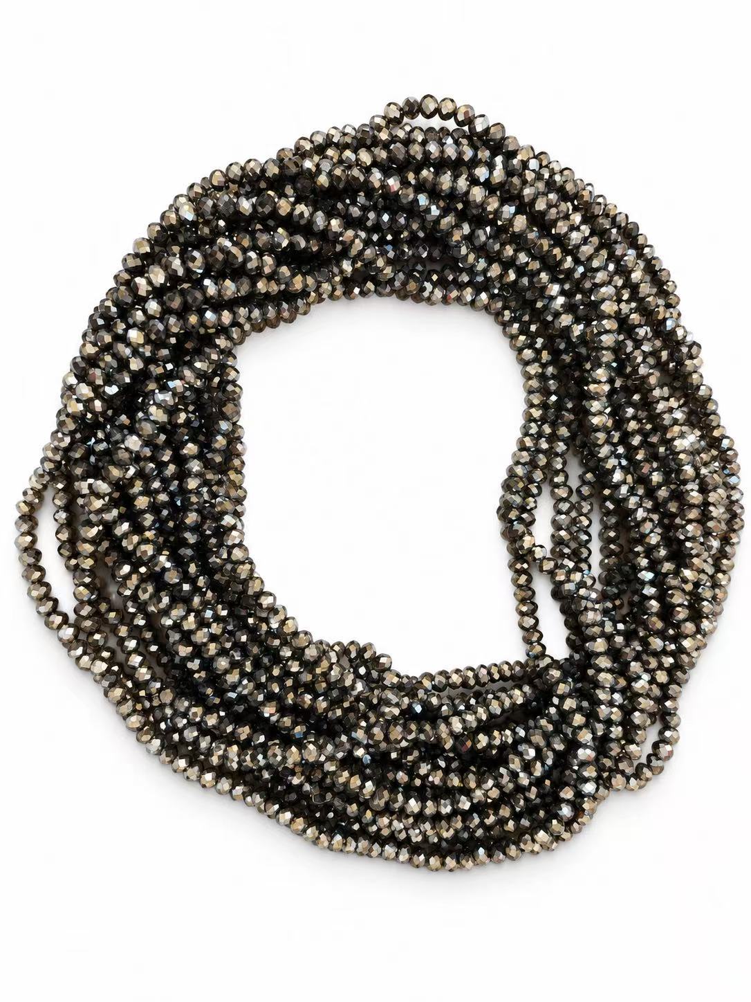 Faceted Glass Beads - Iridescent Gunmetal Bronze, 4.3 x 3.7 mm