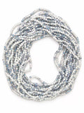 Faceted Glass Beads - Iridescent Frosted White & Grey, 4.3 x 3.7 mm
