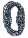 Faceted Glass Beads - Iridescent Midnight Blue Grey, 4.3 x 3.7 mm