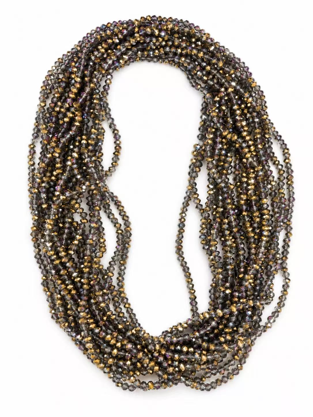 Faceted Glass Beads - Iridescent Smoky Gold Grey, 4.3 x 3.7 mm