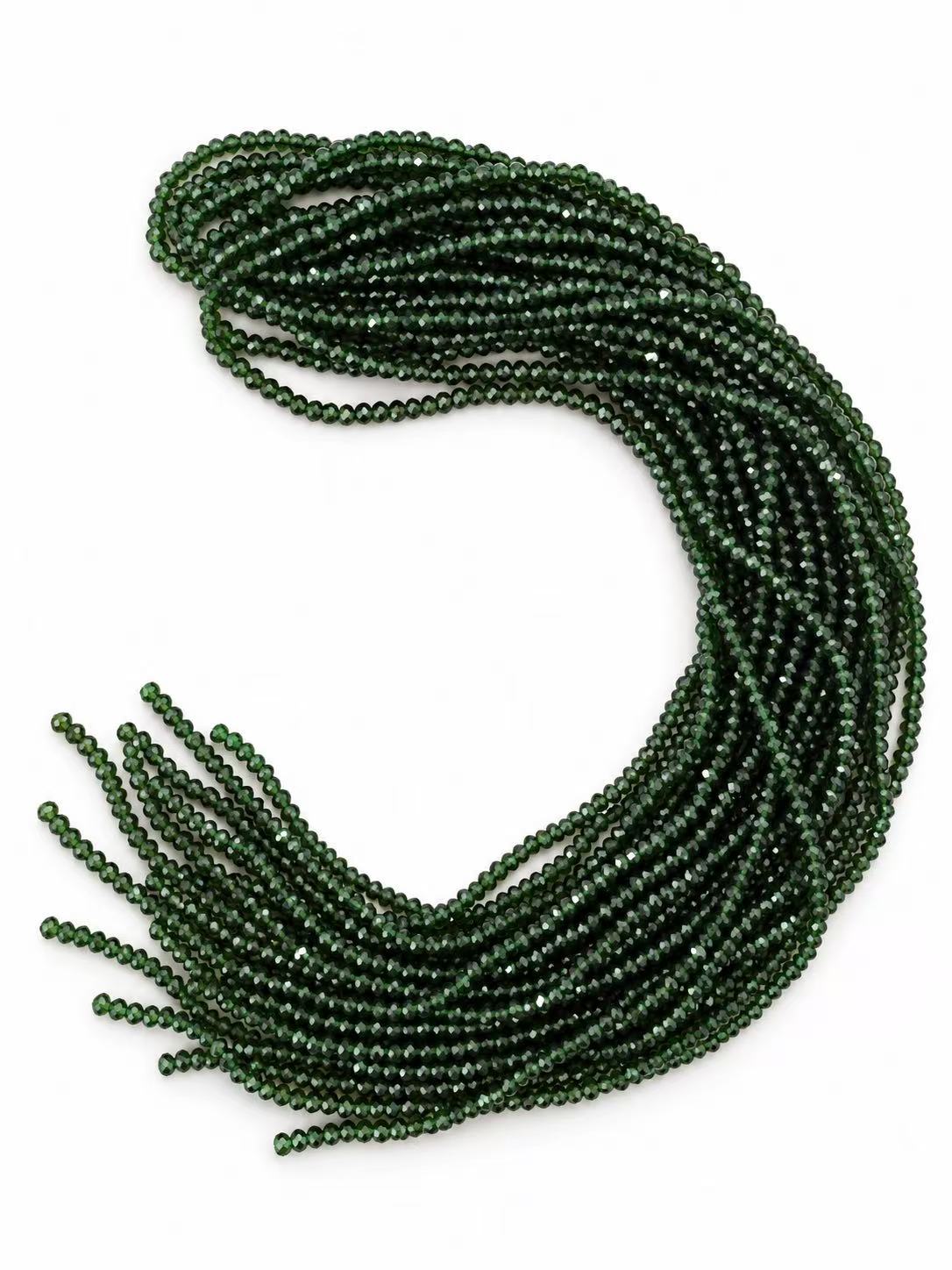 Faceted Glass Beads - Deep Forest Green, 4.5 x 4 mm