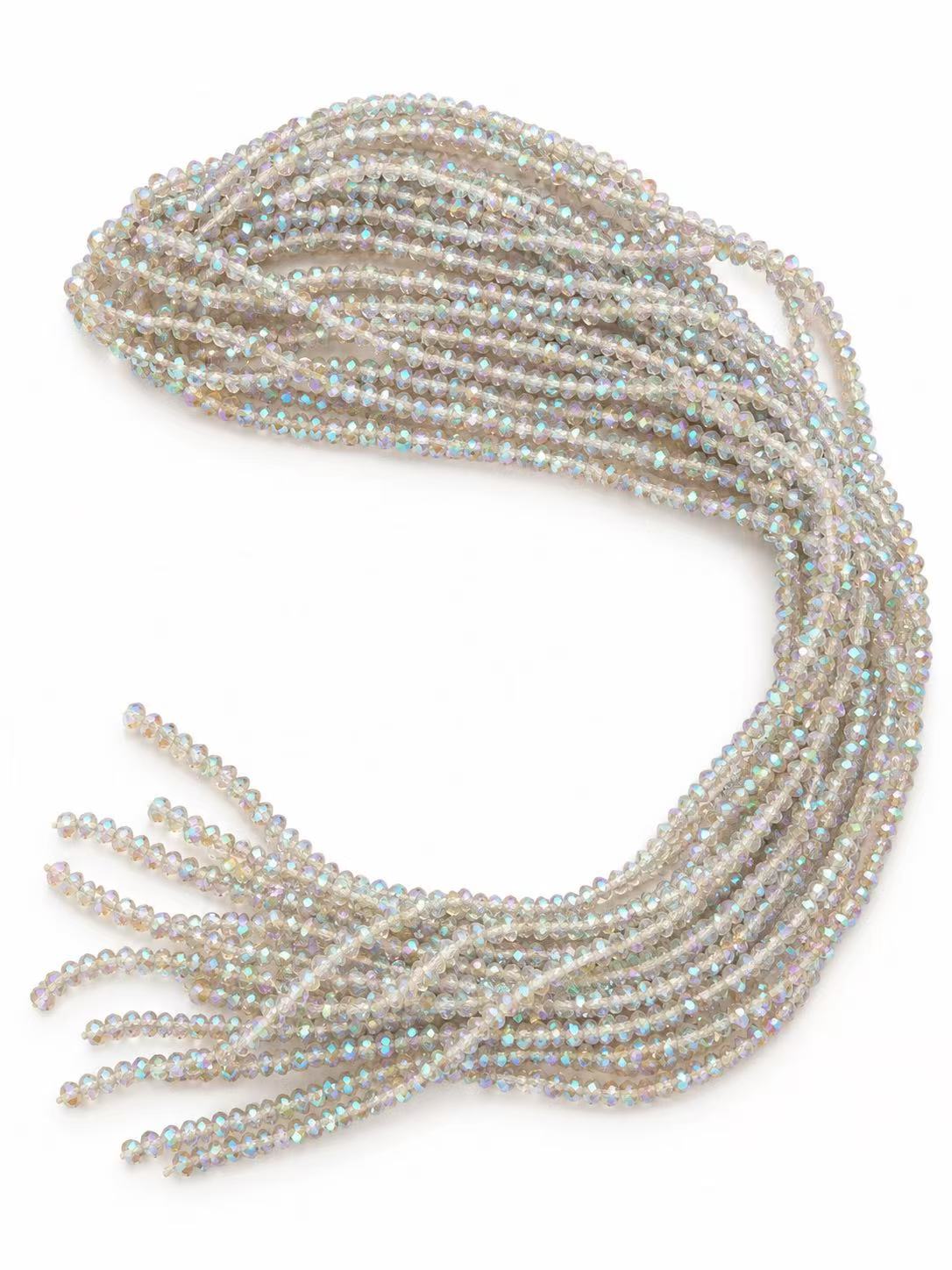 Faceted Glass Beads - Iridescent Crystal AB, 4 x 3 mm Roundelle