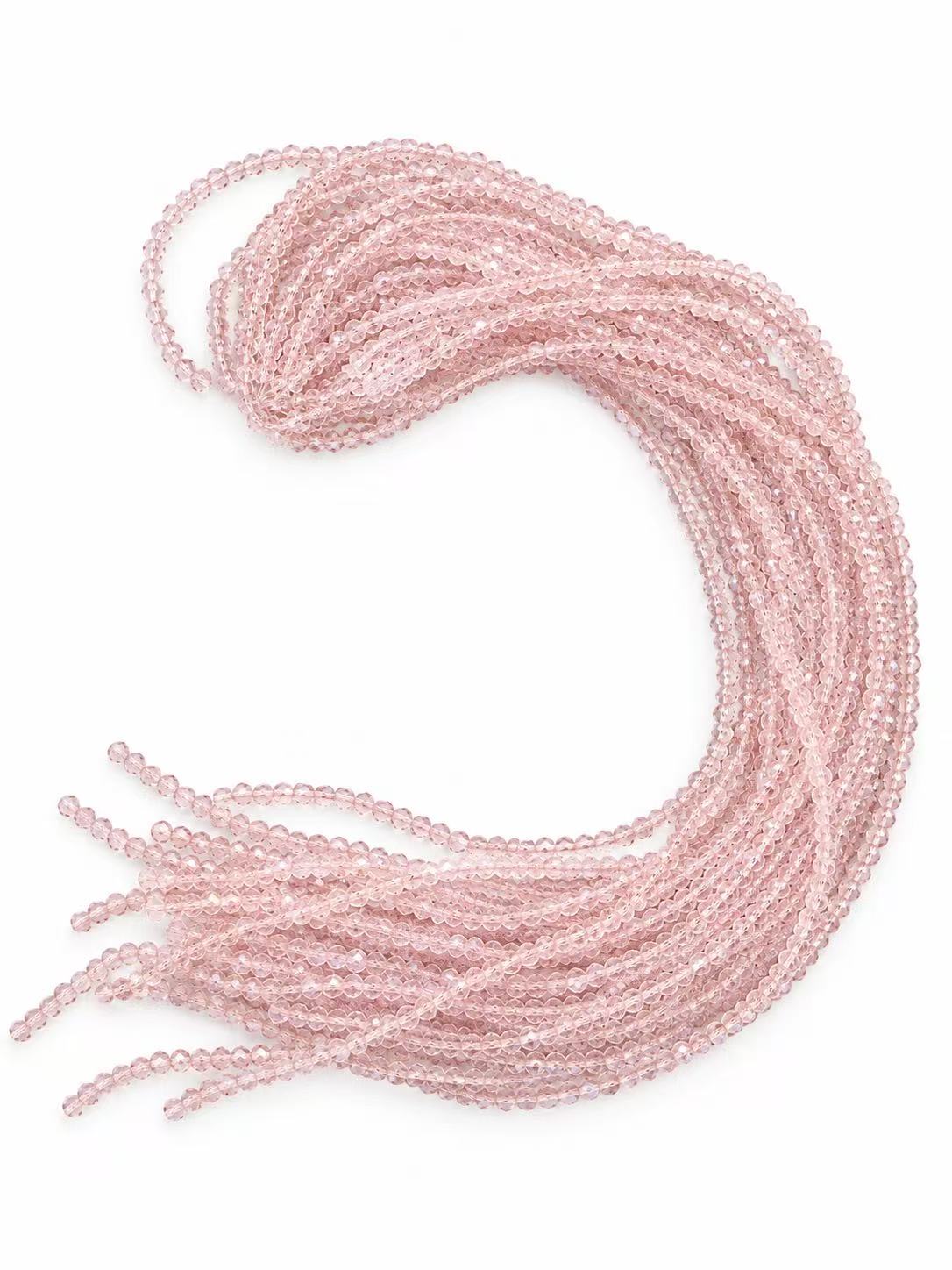 Faceted Glass Beads - Soft Blush Pink, 4 x 3 mm Roundelle