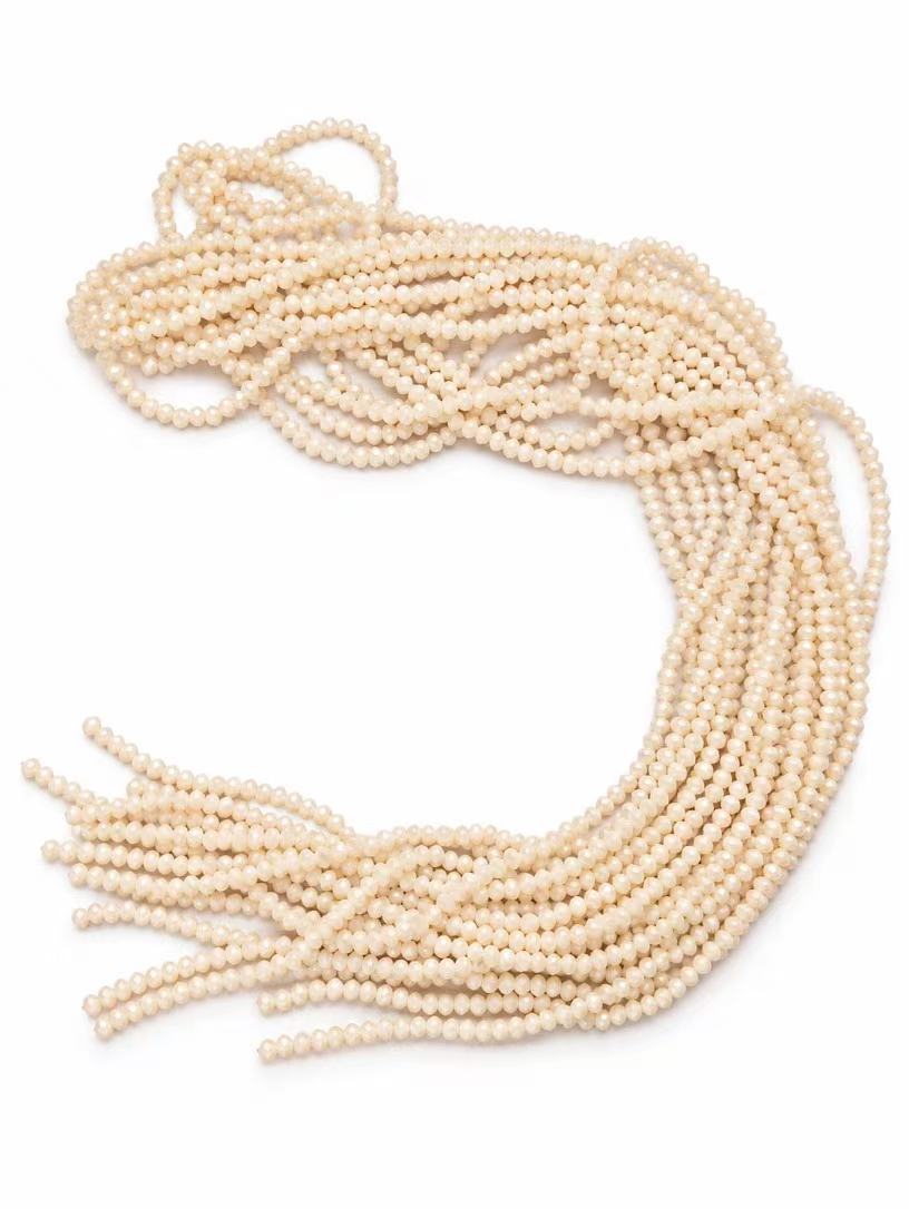 Faceted Glass Beads - Creamy Pearl White, 4.3 x 3.7 mm