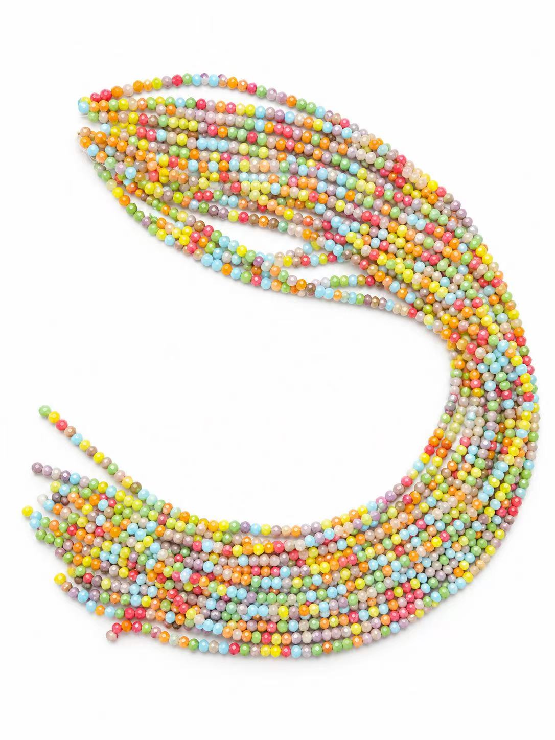 Faceted Glass Beads - Pastel Rainbow Mix, 4 x 3 mm Roundelle