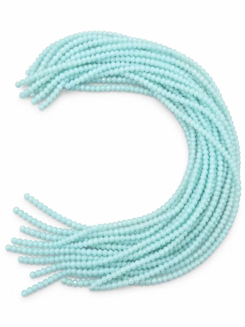 Faceted Glass Beads - Seafoam Blue, 4 x 3 mm Roundelle