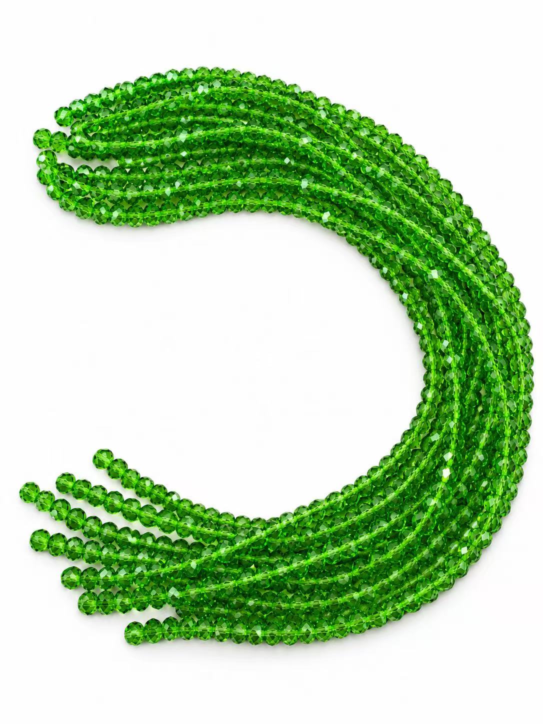 Crystal Rondelle Beads - Vibrant Lime Green, 8 x 6 mm