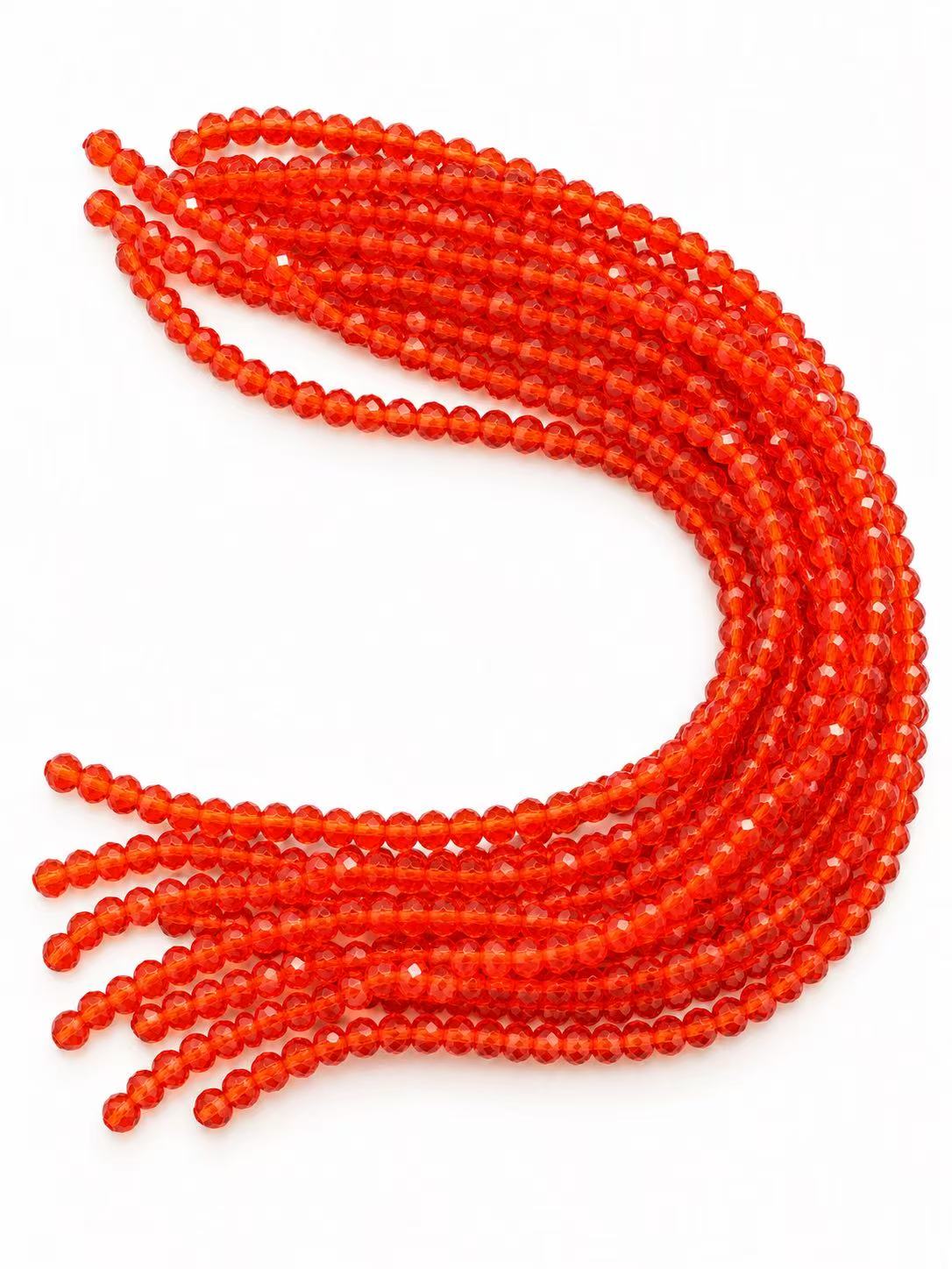 Crystal Rondelle Beads - Vivid Mandarin Orange, 8 x 6 mm