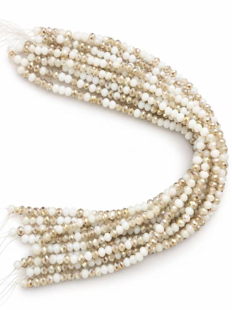 Crystal Rondelle Beads - Champagne Pearl Mix, 8 x 6 mm