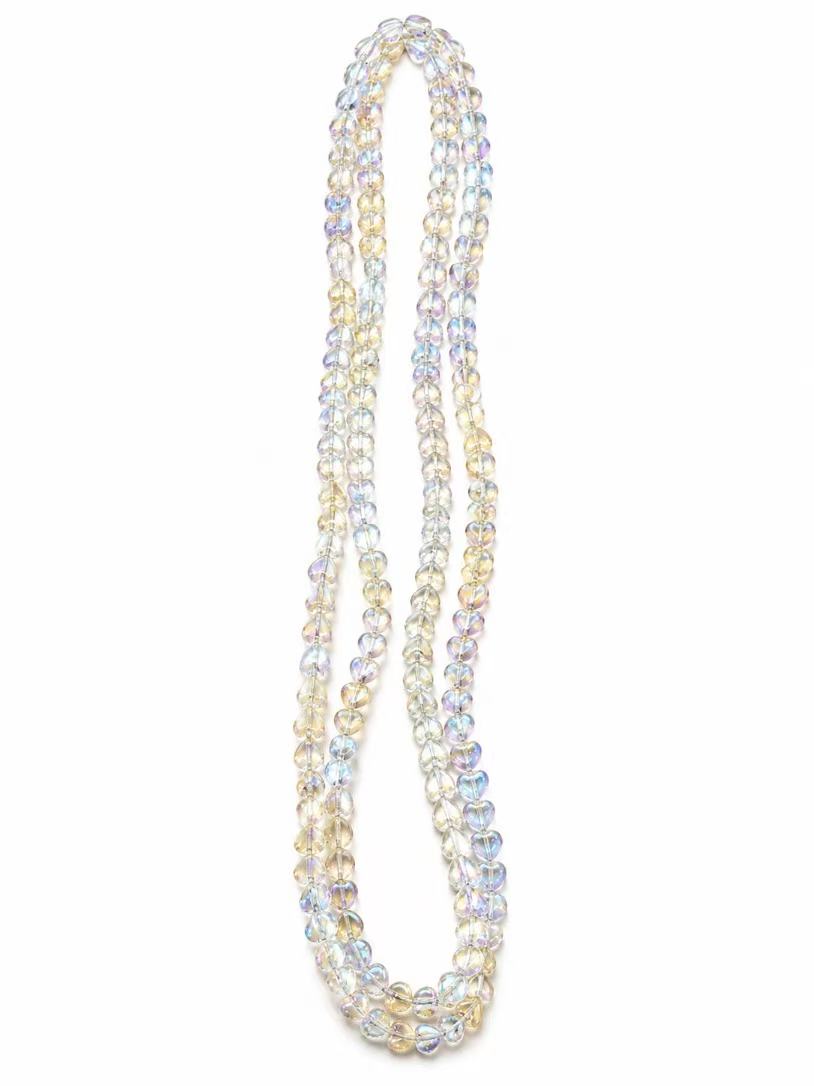 Iridescent Heart Glass Beads - Champagne AB, 8 mm