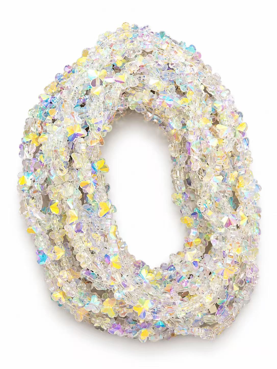 Iridescent Butterfly Glass Beads - Crystal AB, 8 mm