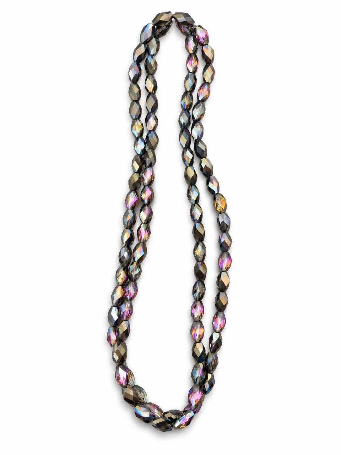 K9 Dark Aurora AB Glass Beads - Faceted Teardrop, 6 x 9 mm