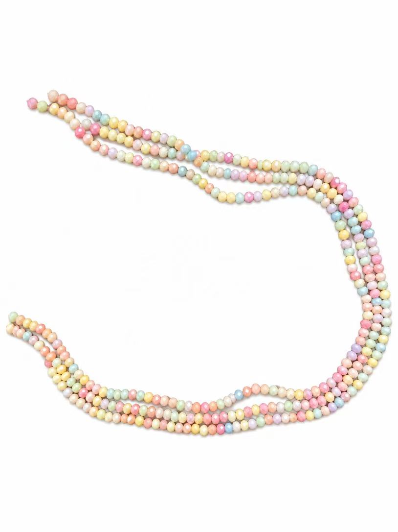 Crystal Rondelle Beads - Pastel Rainbow Mix, 4 x 3 mm