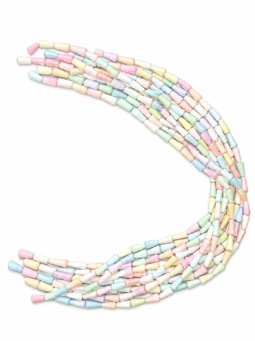 Cone Glass Beads - Pastel Rainbow Mix, 6 mm